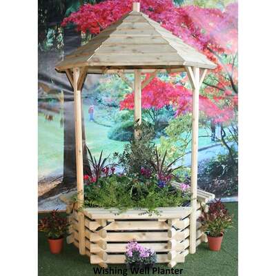 Wooden Planter Wishing Well for Garden