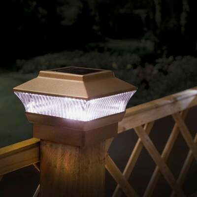 Solar Fence Post Lights Bronze Effect Finish Pack of 2