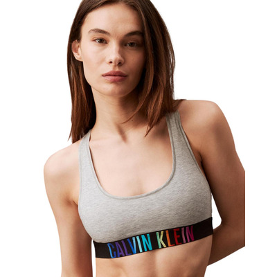 Calvin Klein Intense Power Pride Unlined Bralette - Grey Heather/ Ombre Pride - L - 14