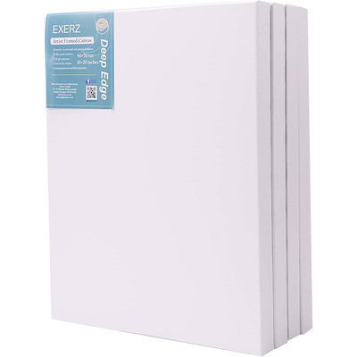 EXERZ 40x50cm Framed Canvas Deep Edge 3.8cm/  380GSM/ Stretched Canvas 100% Cotton- 4pk