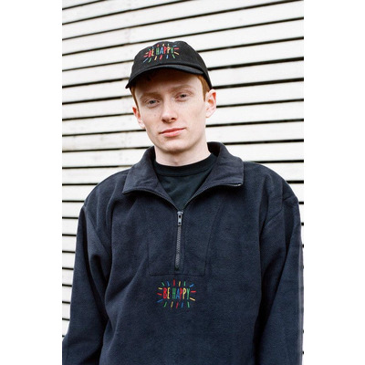 Black Fleece With Be Happy Embroidered Design