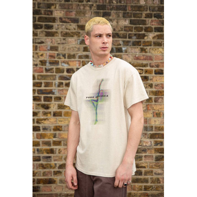 Short Sleeved T-shirt in Sand With Pure Euphoria Print