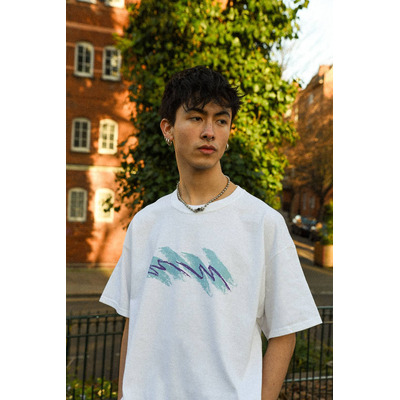 Short Sleeved T-shirt in White with Jazz Cup Print