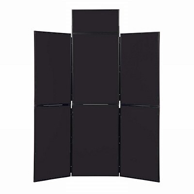6 Panel Folding Display Stand Grey Frame/Black Fabric
