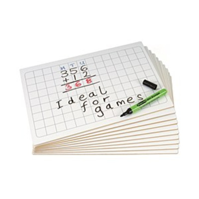 Show-me MDF Rigid A4 Whiteboards Gridded Pack of 30
