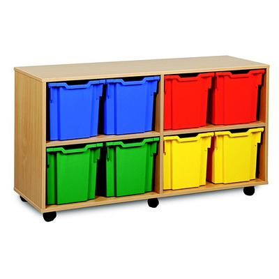 8 Jumbo Tray Storage Unit Maple Finish Selected Tray Colours