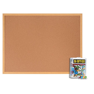 Bi-Office Cork Noticeboard 1200x900mm Oak effect frame and pins