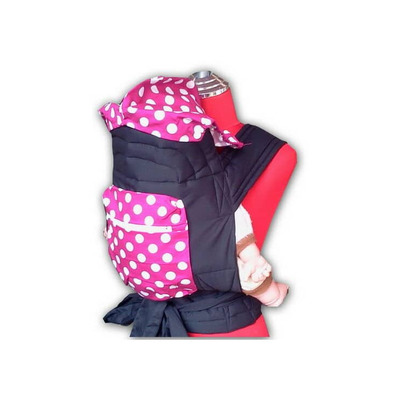 Mei Tai With Hood + Pocket - Pink With White Spots