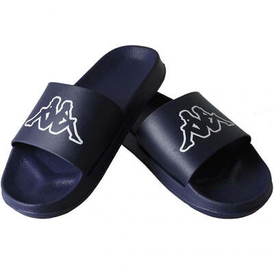 Kappa Unisex Krus Slides - White/Navy Blue