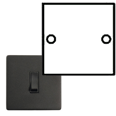 Single Section Blank Plate, Black Matt Finish, Black Inset Trim - YBK.630 MATT BLACK FINISH