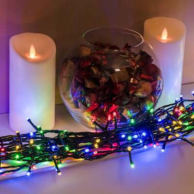 Multi-Coloured LED Multi-Function Christmas String Lights with Green Cable 240,360,480,720, 960 Bulbs, 960 LEDs