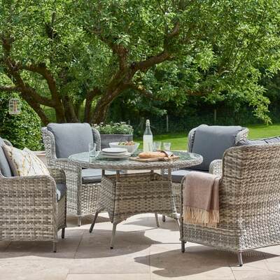 Garden Dining Set with High Back Chairs