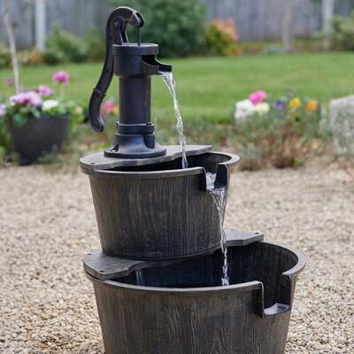 Solar Garden Water Feature Barrel and Pump Style