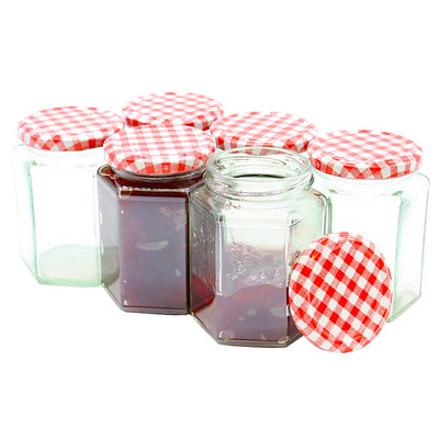 Jam Jars With Red Gingham Lids (6)