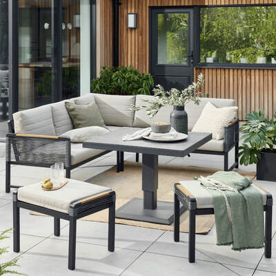 Compact Modern Patio Corner Set with Table 4 Piece Outdoor Furniture