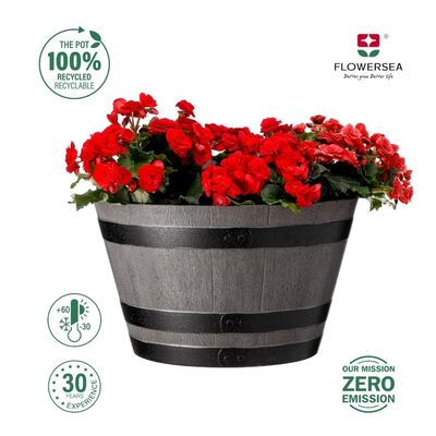 Wooden Barrel Effect Jasmine Pots 52cm by Flowersea