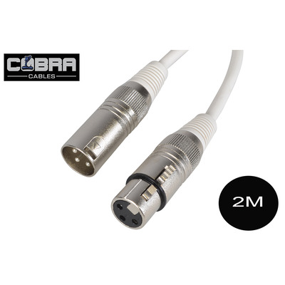 XLR to XLR DMX Lead White Silver Connector - 2m