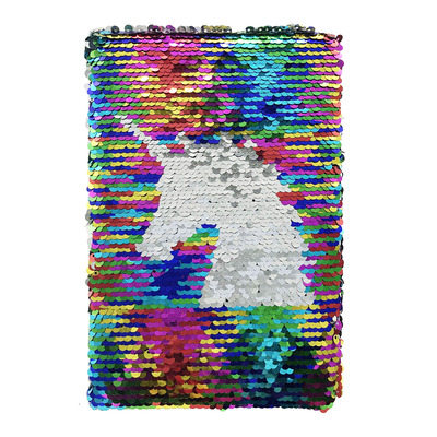 Exerz Reversible Sequin Notebook A5 Size - Rainbow Unicorn