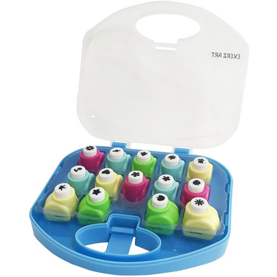 EXERZ Paper Punch Set 14pcs Art & Craft in a Storage Box - Blue
