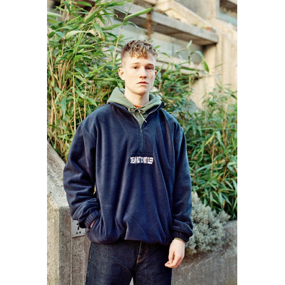 Navy Blue Fleece With Dream But Do Not Sleep Embroidered Design