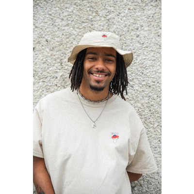 Bucket Hat In Sand With Embroidered Bro Shroom