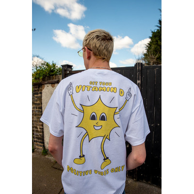 Short Sleeved T-Shirt in White with Vitamin D Summer print