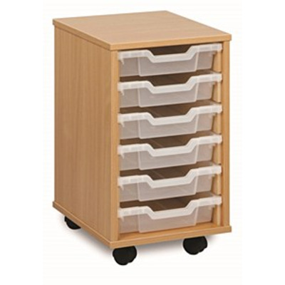 6 Shallow Tray Unit Maple Finish Red/Yellow/Blue Trays