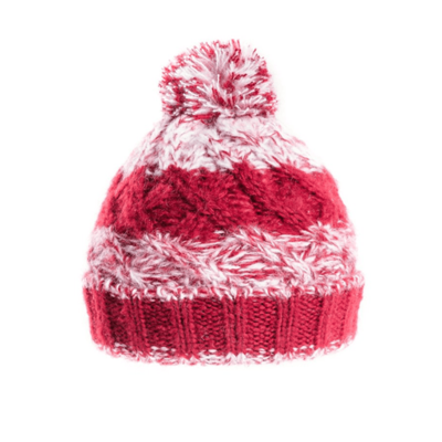 Mens Pop Bobble Hat - Fleece Lined - Cherry