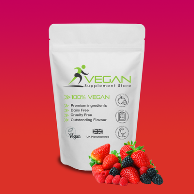 Vegan Pre-Workout- Plant Based Pre-Workout Powder, Red Fruits / 600g
