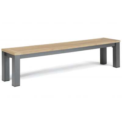 Kettler Elba Signature Teak Top Aluminium Rectangular Bench 2m x 0.4m Grey