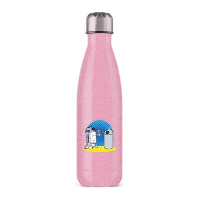 R2D2 In Love Water Bottle - Pink Glitter, One