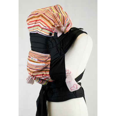 Palm and Pond Mei Tei with Hood and Pocket - Multicoloured Stripes