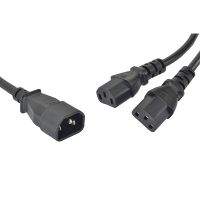 IEC Male to Two IEC Female Splitter 2m