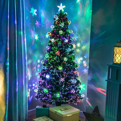 Bauble Fibre Optic Christmas Tree with Multi Coloured LED Lights 2-6ft, 7FT