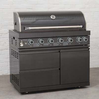 Draco Grills Outdoor Kitchen 6 Burner Black Stainless Steel Gas Barbecue, Early May 2025