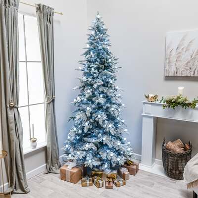 Buckingham Fir Artificial Pre-Lit Frosted PE Christmas Tree 6.5FT, 7.5FT, 8.5FT, 8.5ft (2.6m)
