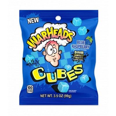 Warheads Cubes Blue Raspberry Peg Bag 99g *USA*