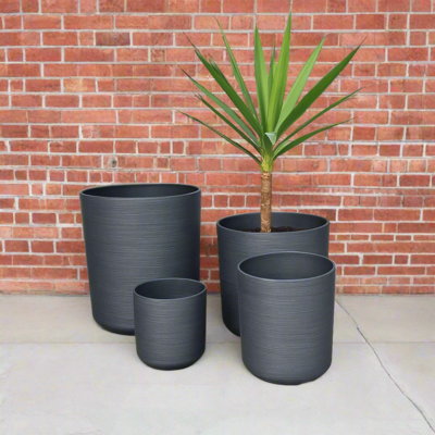 Charcoal Plant Pots Textured 4 Sizes