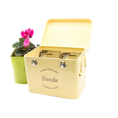 Seed Tin for Seed Storage Packets Cream