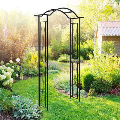 Metal Garden Arch With Wave-Top 2.4m High