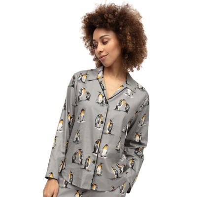 Cyberjammies Parker Penguin Print Pyjama Top - Grey Mix - 3XL - 20
