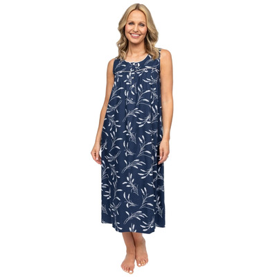 Cyberjammies Nora Rose Louisa Wheatsheaf Print Long Nightdress - Navy Mix - 2XL - 18