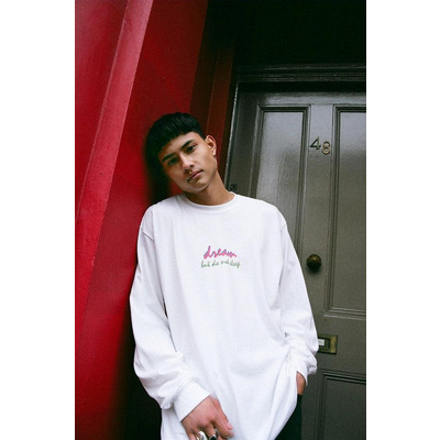 90s Logo Design On White Long Sleeved T-shirt