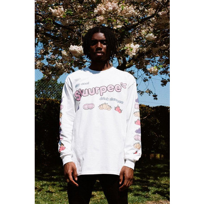 White Long Sleeved T-shirt With Printed Sluurpee Design