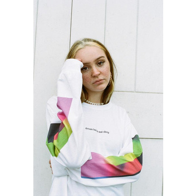 Long Sleeved T-shirt In White With Light Leak Print