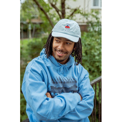 Cap In Blue With Embroidered Bro Shroom