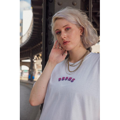 Tshirt in White with Grape Bubble Logo Print