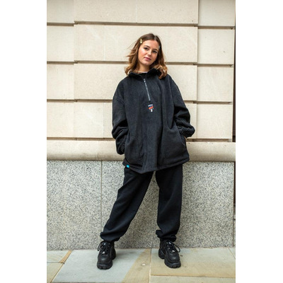 Fleece In Black With Bro Shroom Embroidery