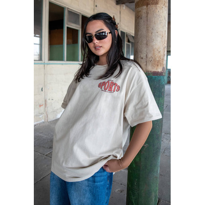 Short Sleeved T-Shirt in Sand with Dream Sports Designed in London Print
