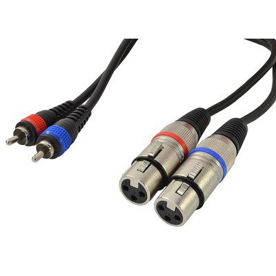 Dual Phono RCA To XLR Female Lead 3m Cable Length